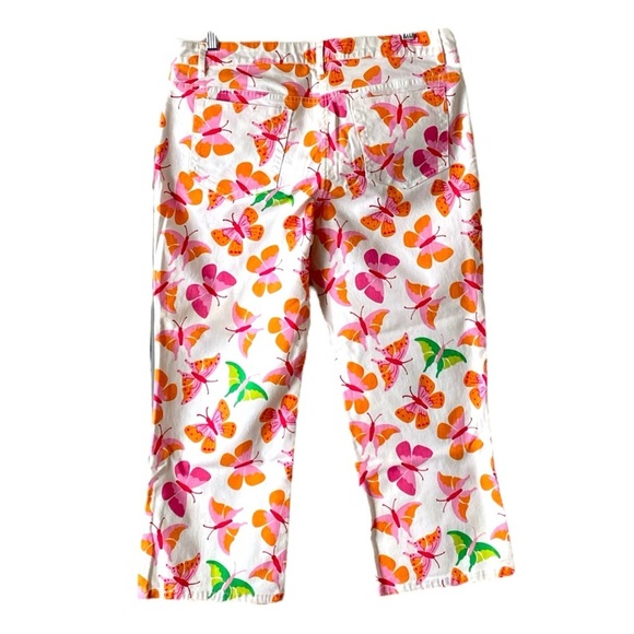 LILLY PULITZER Women’s Butterfly Print White Cropped Cotton Blend Jeans Size 10 - Picture 2 of 5